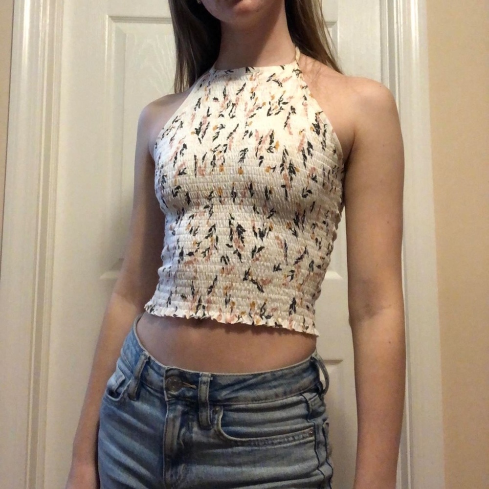 White Halter Crop Top - Size S from Garage
